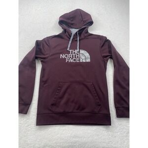 The North Face Mens Burgundy Camo Logo Pullover Fleece Hoodie Maroon S/M